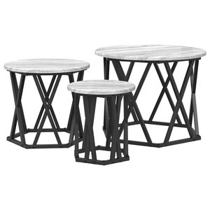 vidaXL Nesting Side Table 3 pcs Grey Sonoma Engineered Wood and Steel