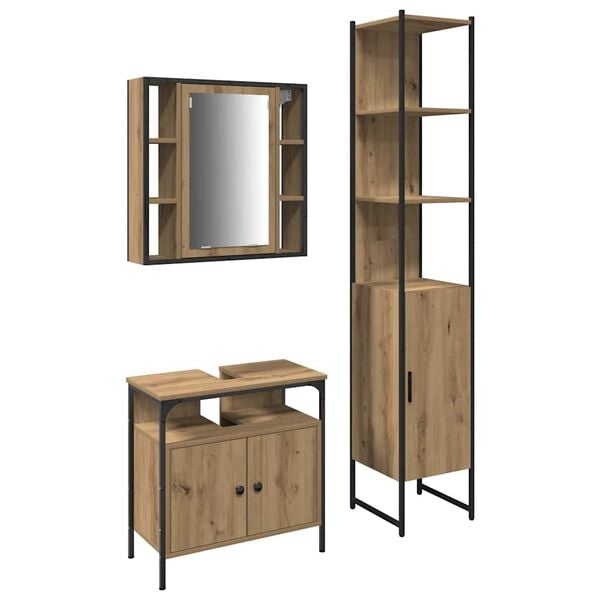 vidaXL Bathroom Furniture Set 3 pcs Artisan Oak Engineered Wood