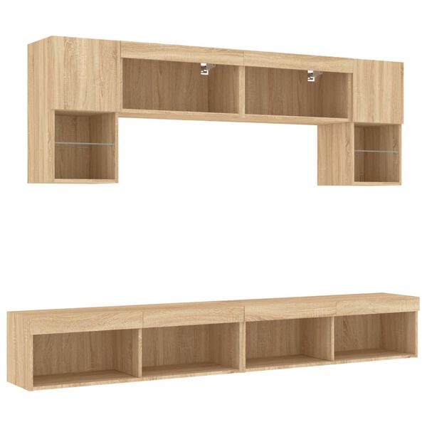 vidaXL 6 Piece TV Wall Units with LED Sonoma Oak Engineered Wood