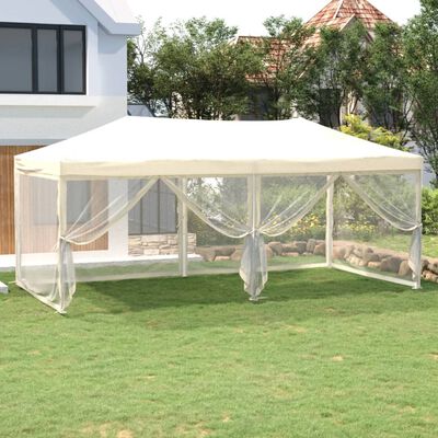 vidaXL Folding Party Tent with Sidewalls Cream 3x6 m