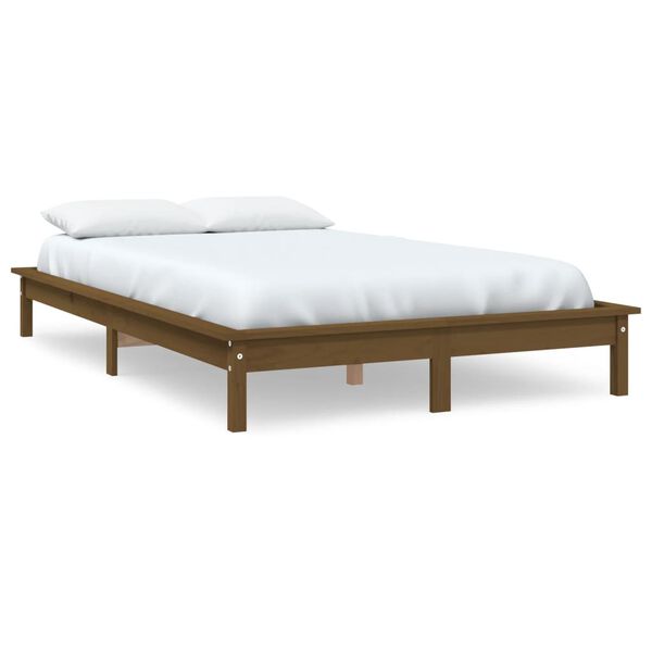 vidaXL Bed Frame without Mattress Honey Brown Small Double Solid Wood