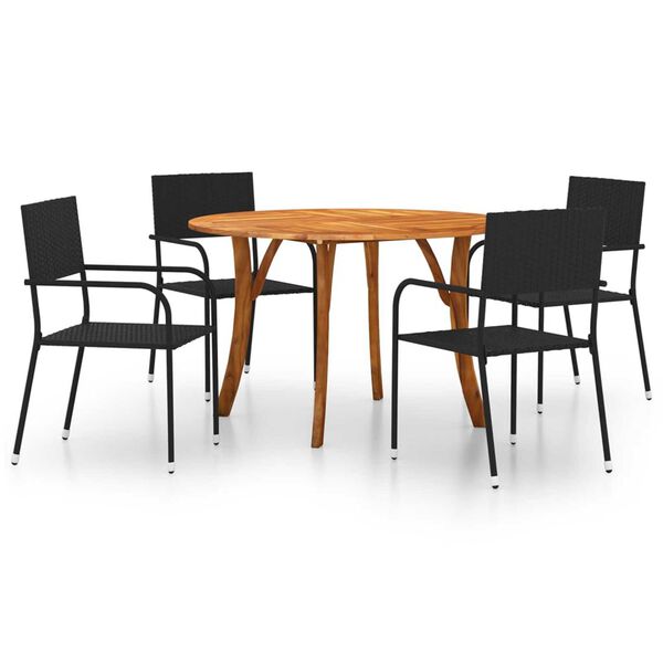 vidaXL 5 Piece Garden Dining Set Black