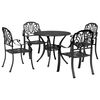 vidaXL 5 Piece Garden Dining Set Black Cast Aluminium