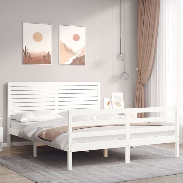 vidaXL Bed Frame without Mattress White 160x200 cm Solid Wood