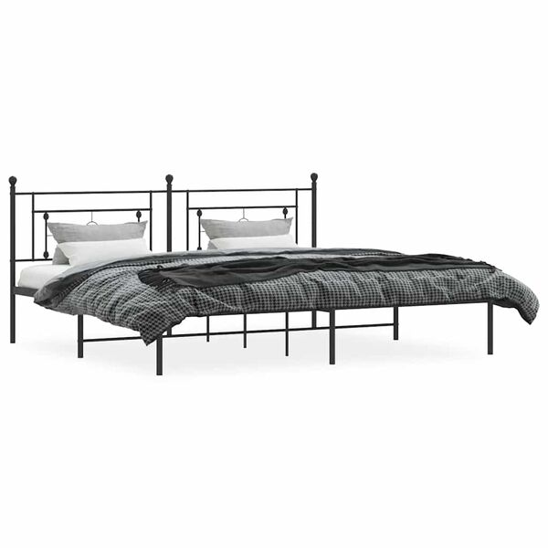 vidaXL Metal Bed Frame without Mattress with Headboard Black 193x203cm