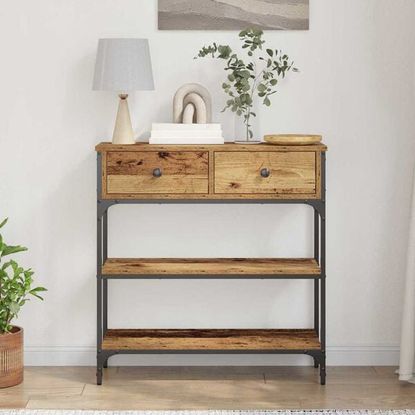 vidaXL Console Table Old Wood 72.5 x 25 x 75 cm Engineered Wood