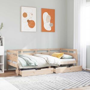 vidaXL Daybed with Drawers without Mattress 90x190 cm Single Solid Wood