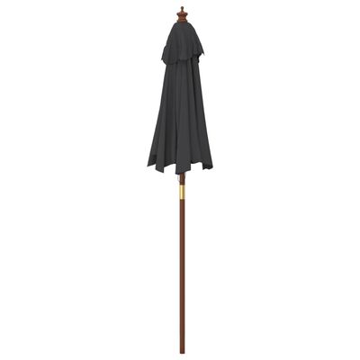 vidaXL Garden Parasol with Wooden Pole Black 196x231 cm