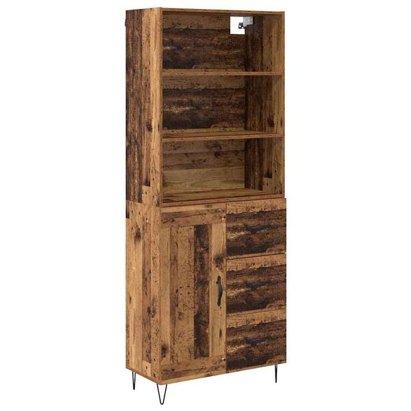 vidaXL Highboard with Drawer 2 pcs Old Wood Engineered Wood