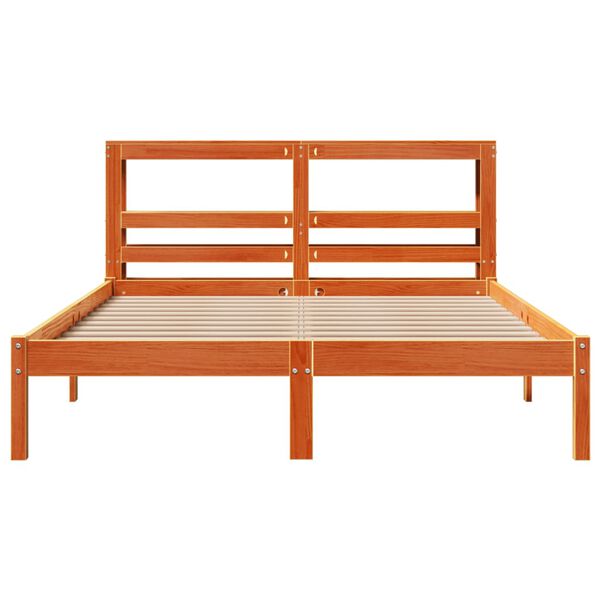 vidaXL Bed Frame with Headboard without Mattress Wax Brown 140x200 cm