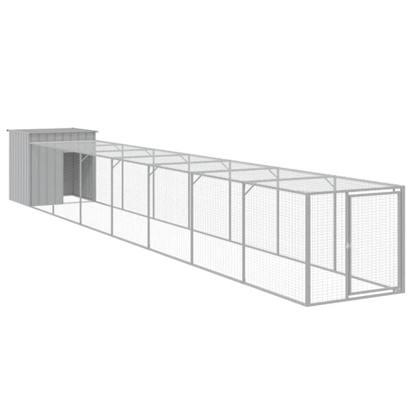vidaXL Chicken Cage with Run Light Grey 110x813x110 cm Galvanised Steel