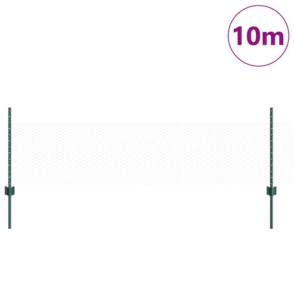 vidaXL Fence with Post Green 0.5 x 10 m Steel and PVC