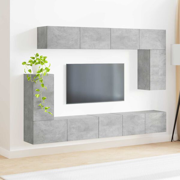 vidaXL TV Cabinet Set Wall-mounted 5 pcs Concrete Grey Engineered Wood