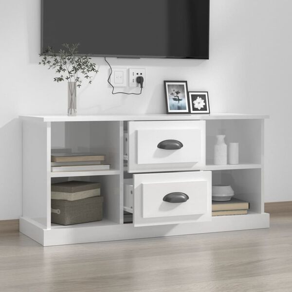 vidaXL TV Cabinet High Gloss White 99.5x35.5x48 cm Engineered Wood