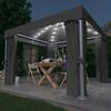 vidaXL Gazebo with Curtain&LED String Lights 3x3 m Anthracite