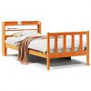 vidaXL Bed Frame with Headboard without Mattress Wax Brown 100x200 cm