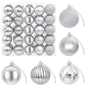 vidaXL Christmas Ball Set 75 pcs Silver 6 cm Polystyrene