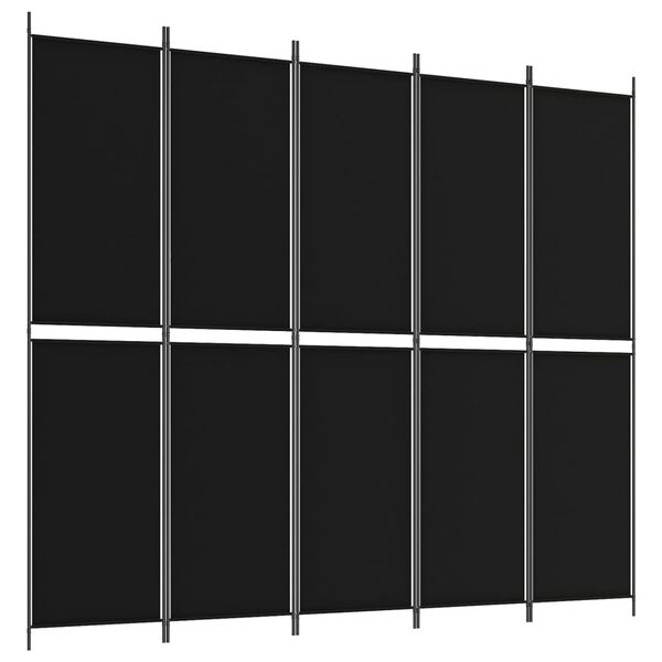 vidaXL 5-Panel Room Divider Black 250x220 cm Fabric