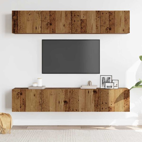 vidaXL Wall Mounted TV cabinets 4 pcs Old Wood Engineered Wood