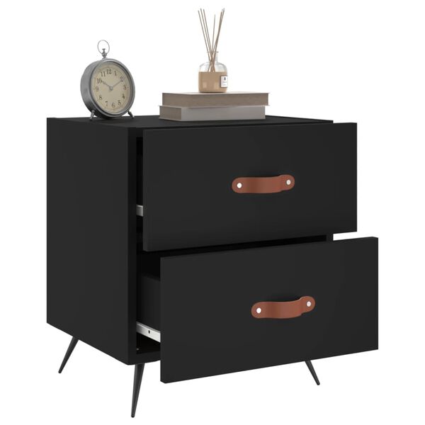 vidaXL Bedside Cabinets 2 pcs Black 40x35x47.5 cm Engineered Wood