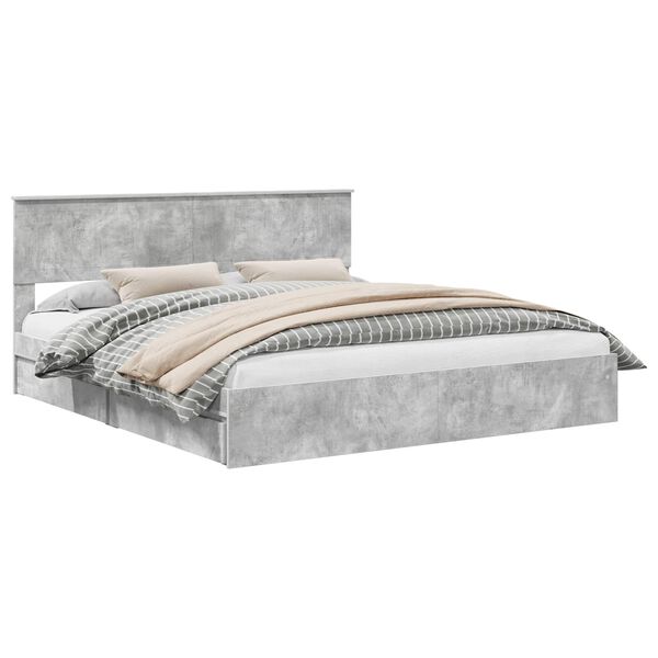 vidaXL Storage Bed Concrete Grey 180 x 200 cm Engineered Wood
