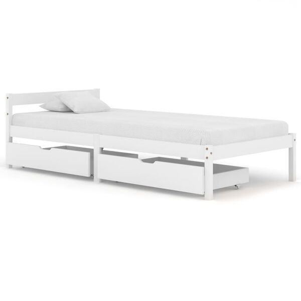 vidaXL Bed Frame without Mattress White Solid Pine Wood 100x200 cm