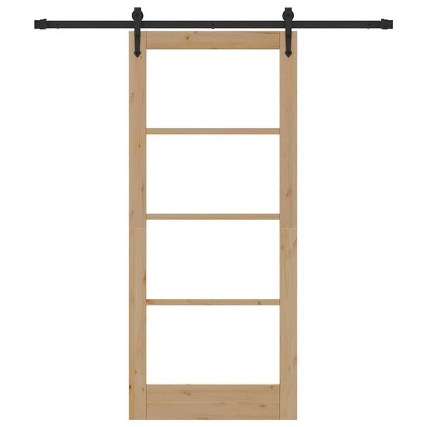 vidaXL Sliding Door Natural 86 x 198.5 cm Solid Pine Wood and Glass