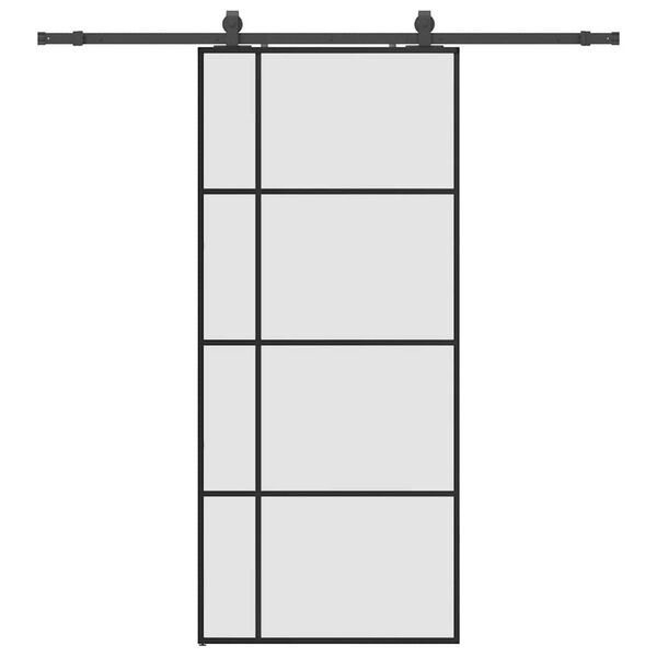 vidaXL Sliding Door with Hardware Set Black 90x205 cm ESG Glass