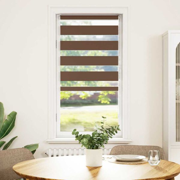 vidaXL Zebra Blind Brown 55x100 cm Fabric Width 50.9 cm Polyester