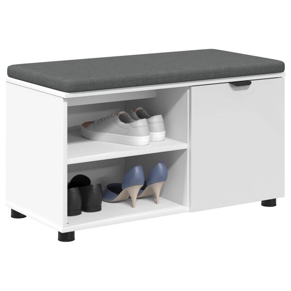 vidaXL Hall Bench with Cushion Plain White 80 x 38 x 46 cm