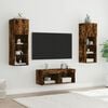 vidaXL 4 Piece TV Wall Cabinets with LED Lights Smoked Oak