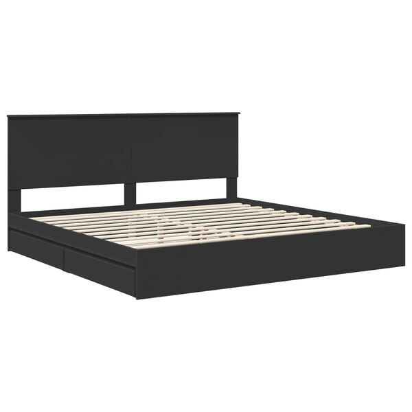 vidaXL Storage Bed with Headboard Black 200 x 200 cm Engineered Wood