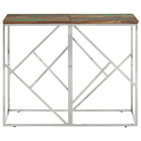 vidaXL Console Table Silver Stainless Steel and Solid Wood Reclaimed