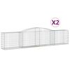 vidaXL Arched Gabion Baskets 2 pcs 400x50x80/100 cm Galvanised Iron