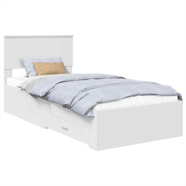 vidaXL Bed Frame with Headboard White 90 x 190 cm Engineered Wood