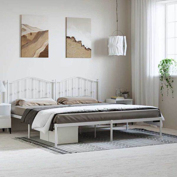 vidaXL Metal Bed Frame without Mattress with Headboard White 183x213cm