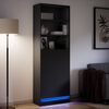 vidaXL Highboard with LED Black 69x32.5x200 cm Engineered Wood