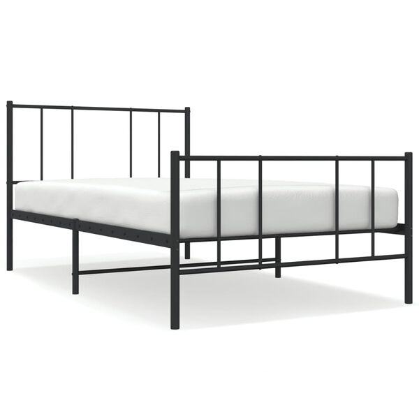 vidaXL Metal Bed Frame without Mattress with Footboard Black 80x200cm