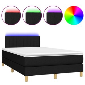 vidaXL Box Spring Bed with Mattress&LED Black 120x200cm Fabric
