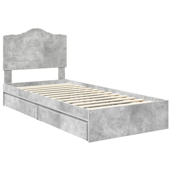 vidaXL Storage Bed Concrete Grey 90 x 200 cm Engineered Wood