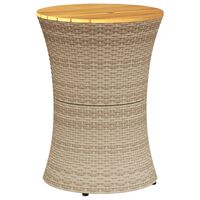 vidaXL Garden Side Table Drum Shape Beige Poly Rattan and Solid Wood