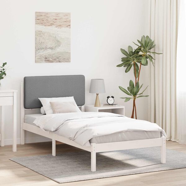 vidaXL Bed Frame with Upholstered Headboard Light Grey 75 x 190 cm