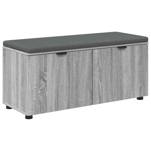 vidaXL Hall Bench with Cushion with Door Grey Sonoma 100 x 38 x 46 cm