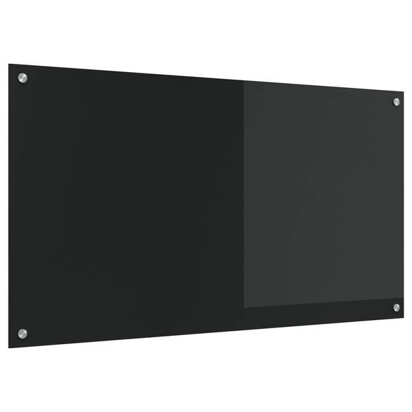 vidaXL Kitchen Backsplash Black 110 x 60 x 0.6 cm Tempered Glass