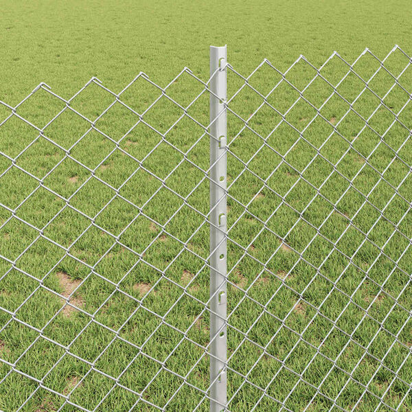 vidaXL Fence with Post Silver 1 x 10 m Steel