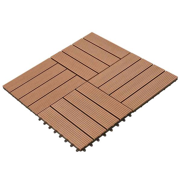Grey 11 pcs 30 x 30 cm Decking Tiles WPC 1 sqm