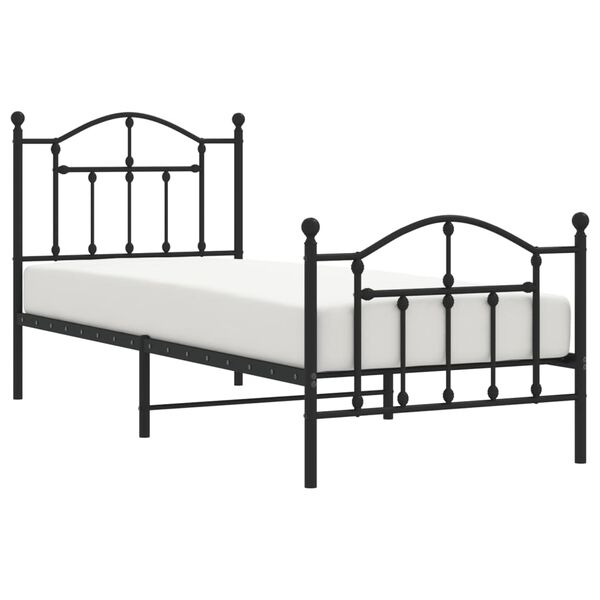 vidaXL Metal Bed Frame without Mattress with Footboard Black 80x200cm