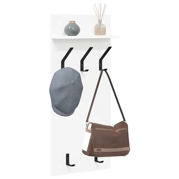 vidaXL Wall-Mounted Coat Rack White 40 x 10 x 90 cm Engineered wood