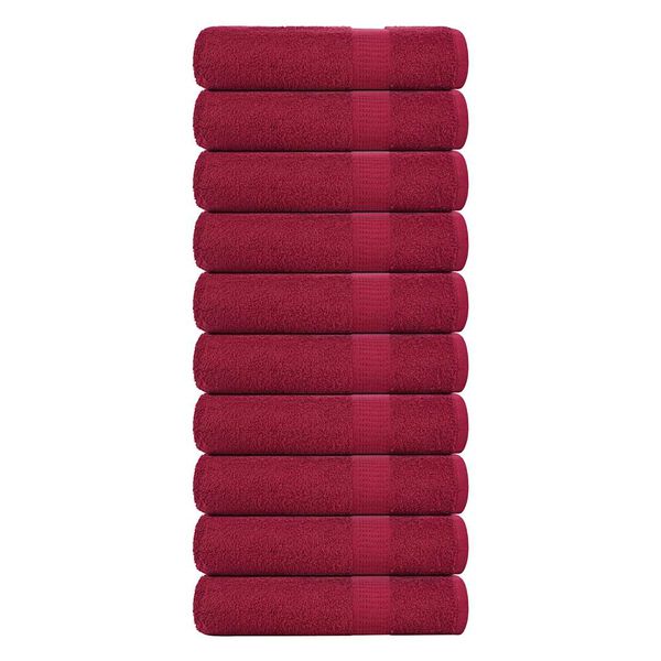 vidaXL Hand Towels "FROGN" 10 pcs Bordeaux 50x100 cm 360 gsm