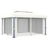 vidaXL Gazebo with Curtain&LED String Lights 4x3 m Cream White